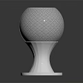 Artistic Spherical Sculpture Carving With Mesh Pattern White Base And Iridescent Top