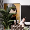 Modern TV Stand Design In Living Room With TV Books And Plants
