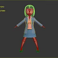 Cartoon Style Female Game Movie Character With Blue Blazer Orange Top And Short Black Hair