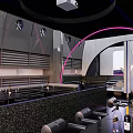 Modern Bar Interior Design With Arched Neon Lights Leather Booths And Comfortable Seating