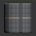 Cylindrical Gray Square Tiled Household Item With Gold Trim And Blue Lights