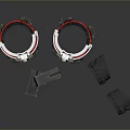 Two Cylindrical Mechanical Structures With Red Stripes Top Gauges And Black Circular Parts