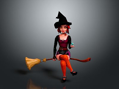 Female Elf Cartoon Witch Magic Witch Magic Girl Magician Elf Mage Warlock Wizard model