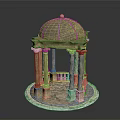 Classical Architectural Pavilion Model Featuring Dome Columns Circular Base Railing And Decorative Finial