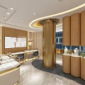 Elegant Jewelry Store Interior With Gold Decorative Columns And Glass Display Cases