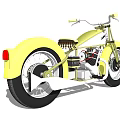 Yellow Classic Motorcycle With Retro Engine Design And Vintage Style Features