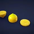 Fresh Whole Halved and Sliced Lemons Beautifully Arranged on Dark Background
