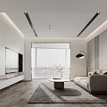 Modern Living Dining Room Interior Design With White Walls Gray Sofa And Wooden Flooring