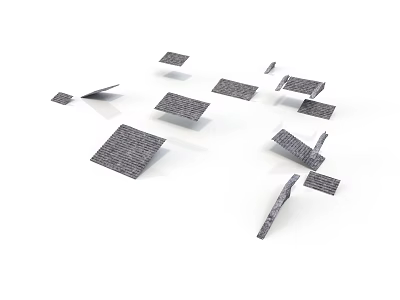 Loose Gray Bricks Scattered as Architectural Construction Materials on White Background Surface 3d model
