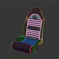 Sporty Black Leather Car Seat With Red Stitching Striped Design And Headrest Holes