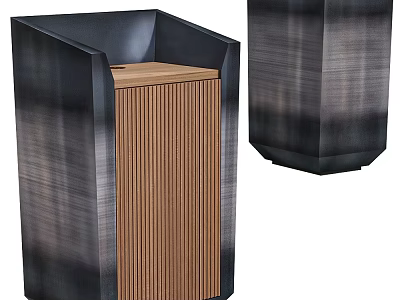Public Facility Modern Trash Bins With Wooden Panel Metallic Exterior For Urban Parks And Streets 3d model