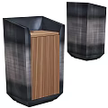 Public Facility Modern Trash Bins With Wooden Panel Metallic Exterior For Urban Parks And Streets