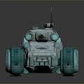 Detailed Armored Vehicle Model With Large Wheels Antenna And Weapon Turret