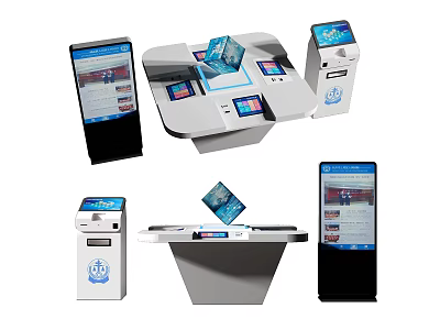 Public Facilities Self Service Kiosks With Touchscreen And Multiple Types In Public Areas 3d model