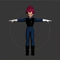 Detailed Anime Character Figure With Purple Red Hair Dark Top Blue Pants Arms Outstretched