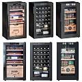 Modern Wine Cooler Cabinet With Glass Door Displaying Wine Bottles And Wooden Interior