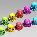 Colorful Small Cthulhu Style Figurines With Vibrant Hues And Monster Features