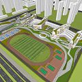 Style Nine-year Primary and Secondary School Foreign Language School International School 3d model