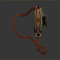 Vintage Style Portable Water Flask With Red Leather Strap Brass Cap And Decorative Design