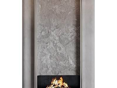 Marble Fireplace Flame 3d model