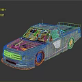 Blue And Yellow Sponsored Race Truck With Moochoose Logo And Number 19
