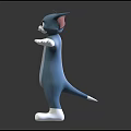 Blue Cartoon Cat Animated Character Standing With Outstretched Arms And White Paws