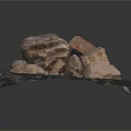 Raw Red Brown Rough Stone Pile Comprising Various Sizes Rocks And Small Gravels