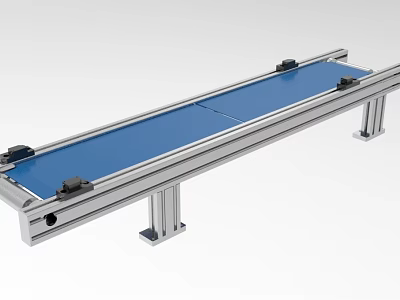 Industrial Conveyor Belt System With Blue Conveyor Surface And Metal Support Frame 3d model