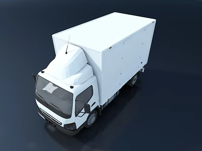 White Box Truck With Cab And Cargo Box In 3D Rendering 3d model