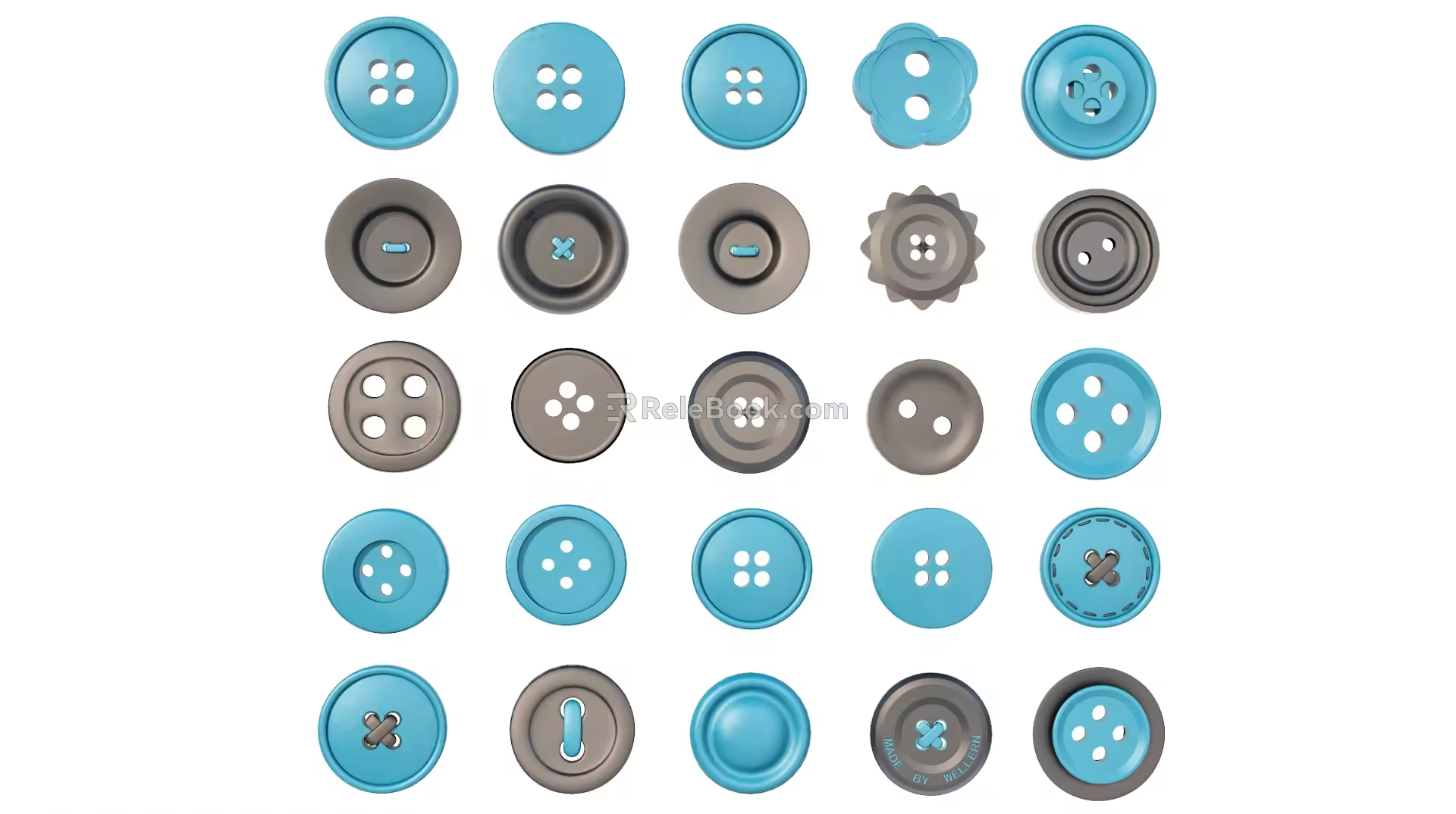 Clothes button combination 3d model