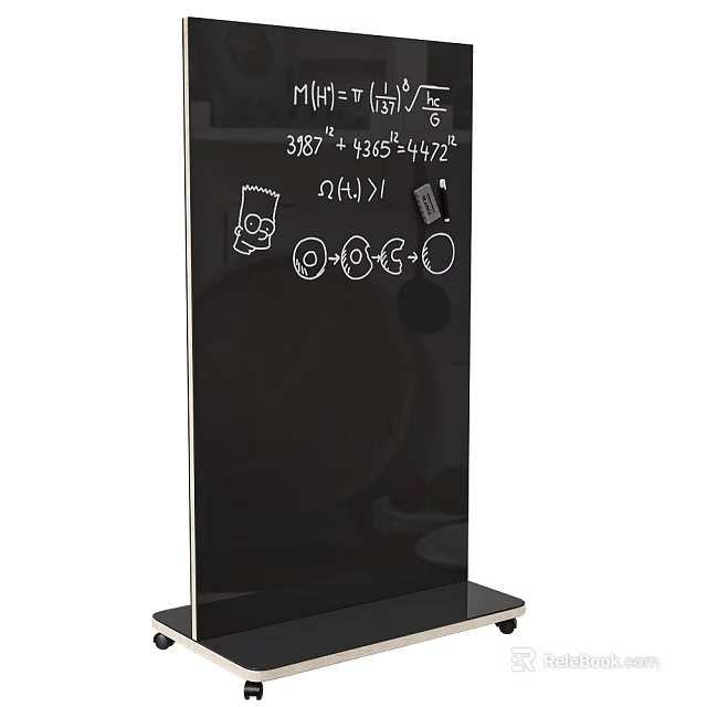 Functional Chalkboard Wall Hanging With Math Formulas And Cartoon Drawings 3d model 
