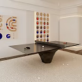 Modern Interior With Table Tennis Table And Circular Wall Patterns