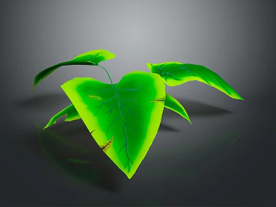 Green Plant with Heart Shaped Glossy Leaves and Vibrant Green Color on Dark Background 3d model