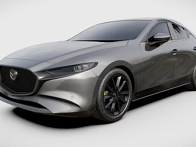 Gray Modern Sedan Car With Sleek Body Design And Black Alloy Wheels 3d model