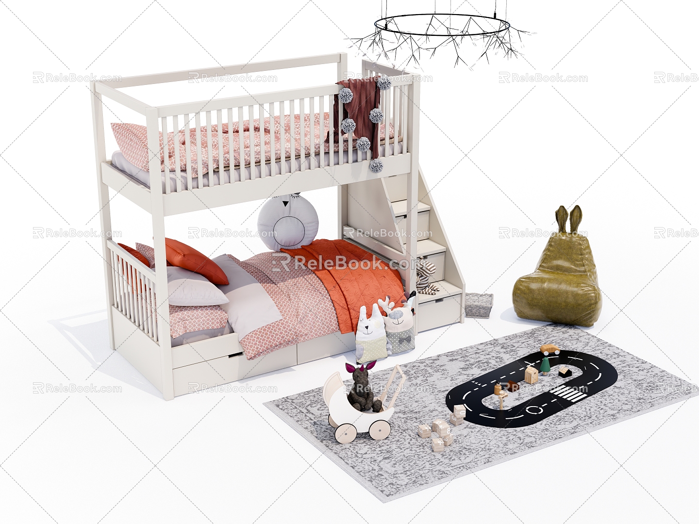 Modern Bed-Up Bunk Bed for Children model