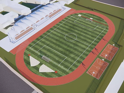 modern football field sports space football field 3d model