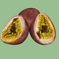 Fresh Ripe Passion Fruit Showing Whole And Halved With Juicy Pulp And Seeds