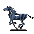 Modern Metal Horse Sculpture In Running Pose With Black Base Decorative Figurine