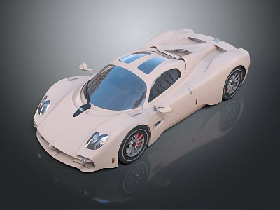 3D Rendered Beige Sports Car With Sleek Design Large Wheels And Transparent Roof 3d model