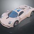 3D Rendered Beige Sports Car With Sleek Design Large Wheels And Transparent Roof