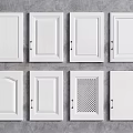 White Kitchen Cabinet Doors With Various Panel Designs And Styles Displayed 3d model