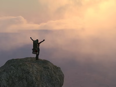 Scenic Cliff Road Facility With Sunset Views Clouds And Mountain Landscape 3d model