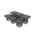 Modern Two Piece Glass Coffee Table With Smoke Amber Textured Base Design