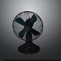 Modern Electric Table Fan With Blue Blades Black Base And Metal Mesh Cover