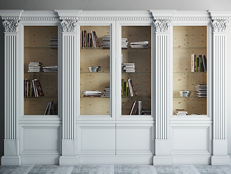 European Bookcase White Bookcase 3d model