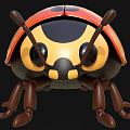 Adorable 3D Ladybug Figure With Red Shell Black Spots Yellow Head And Brown Legs