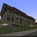 Modern Multi Story Residential Building With Balconies Greenery And Street Lamps