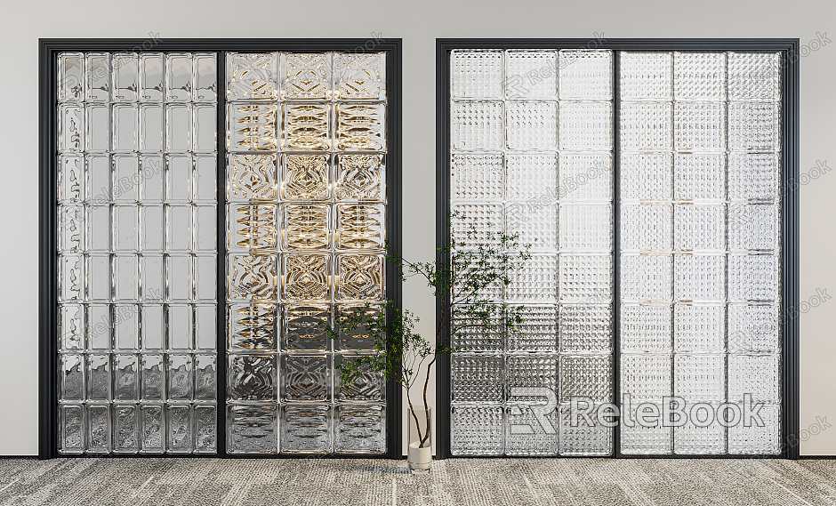 Modern sliding door glass partition model