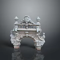 Classical Stone Arch Scenery With Intricate Carvings Lion Head And Railing Details