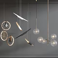 Creative Modern Pendant Lights Featuring Wheel Spherical And Leaf Shaped Designs With Metal Frames 3d model